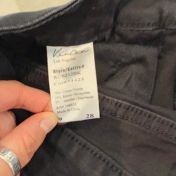 KanCan Black Denim Distressed Jean Shorts High Rise Cuffed Pockets Women's 28 - Picture 6 of 7